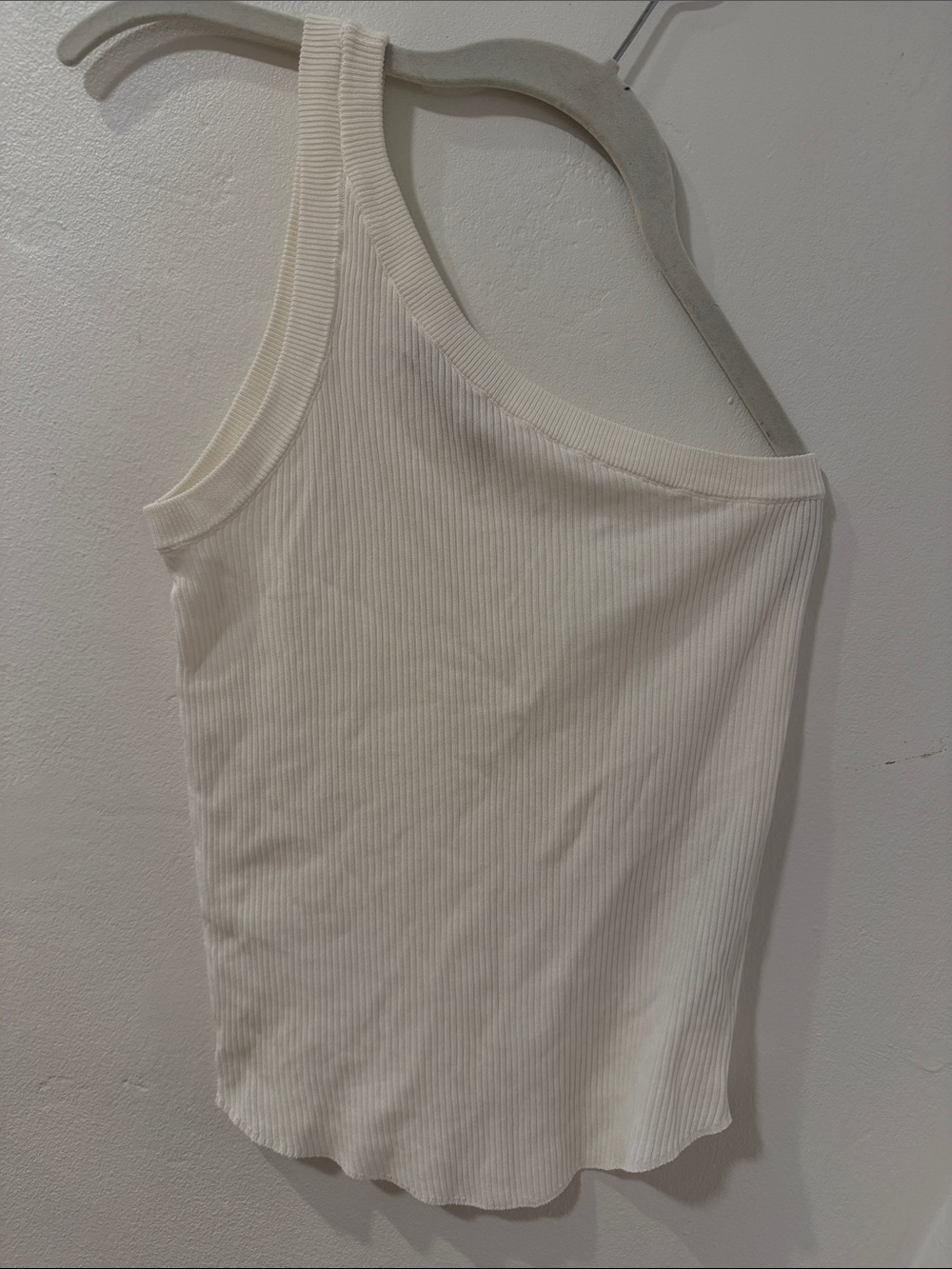 Zara Cream One-Shoulder Ribbed Tank